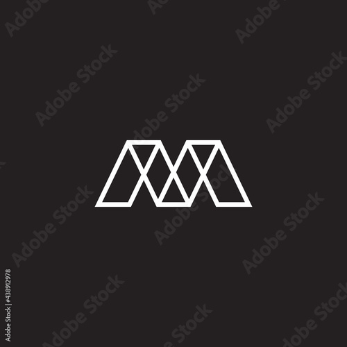 abstract letter m bridge construction line geometric logo vector