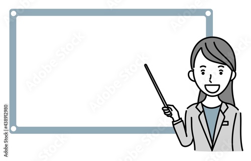 説明するビジネスパーソン女性のイラスト素材
