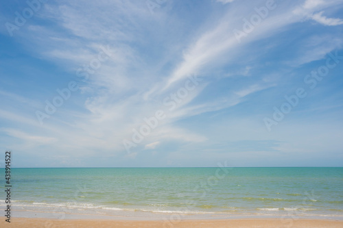 Tropical summer beach and sea with blue sky in Thailand