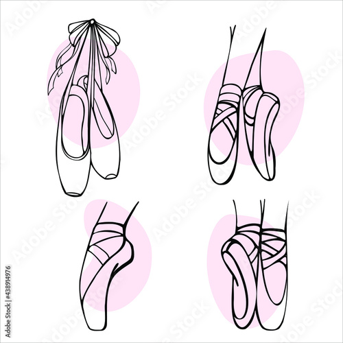  
ballet icon set with pointe shoes on the white background photo