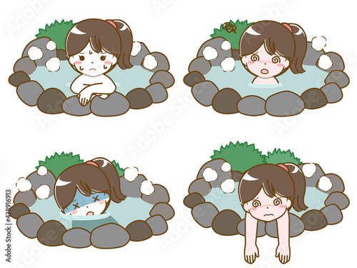 温泉で具合が悪くなる少女