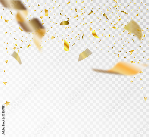 Festive vector illustration with confetti isolated on white background	