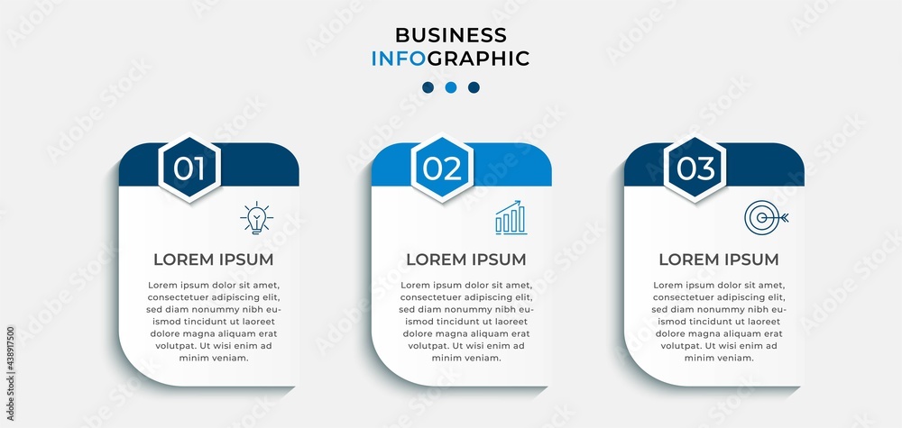 Obraz premium Vector Infographic design business template with icons and 3 options or steps. Can be used for process diagram, presentations, workflow layout, banner, flow chart, info graph