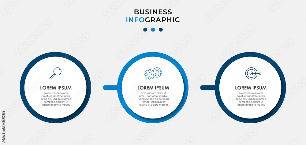Vector Infographic design business template with icons and 3 options or steps. Can be used for process diagram, presentations, workflow layout, banner, flow chart, info graph