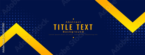 dark blue banner with arrow style yellow shapes