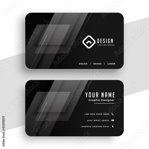 black business card design with geometric lines