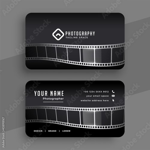 photographers business card with film reel design