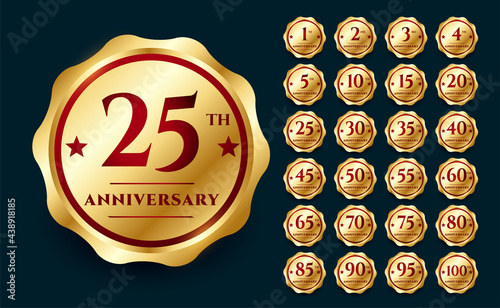 anniversary ceremony labels badges set