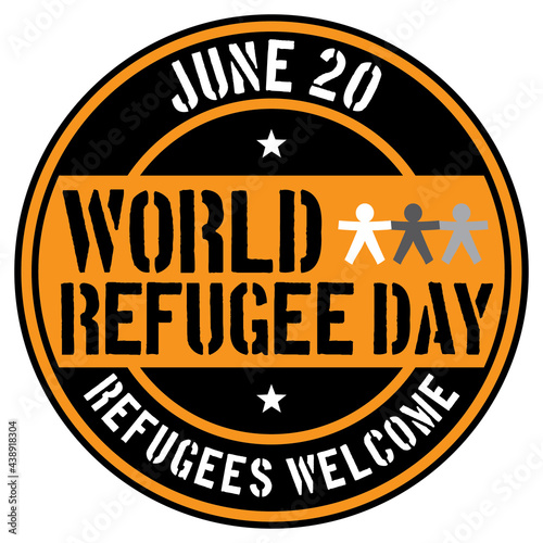World Refugee Day. Vector Sticker.