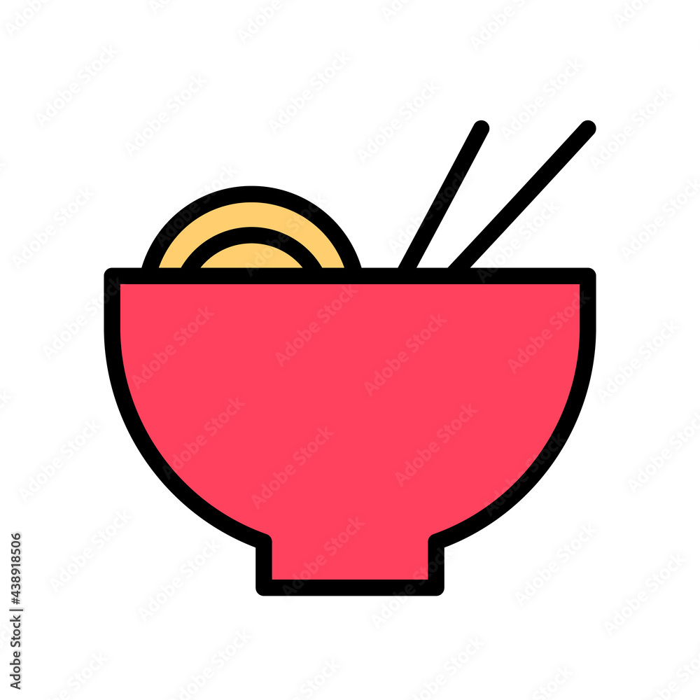 Noodle icon Design Template. Illustration vector graphic. simple flat color line style icon isolated on white background. Perfect for your web site design, logo, symbols of restaurants, cafe Noodle icon Design Template. Illustration vector graphic. simple flat color line style icon isolated on white background. Perfect for your web site design, logo, symbols of restaurants, cafe