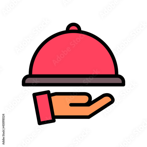 Food tray icon Design Template. Illustration vector graphic. simple flat color line style icon isolated on white background. Perfect for your web site design, logo, symbols of restaurants, cafe