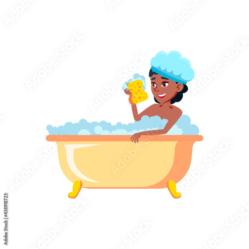 young lady bathe in bathroom cartoon vector. young lady bathe in bathroom character. isolated flat cartoon illustration