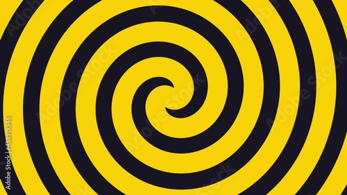 Hypnosis visualisation green an yellow whirlpool spiral transition animation