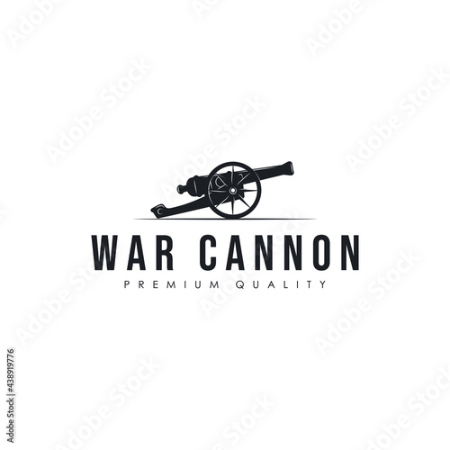 Leinwand Poster Ancient cannon artillery logo vintage illustration template icon graphic design