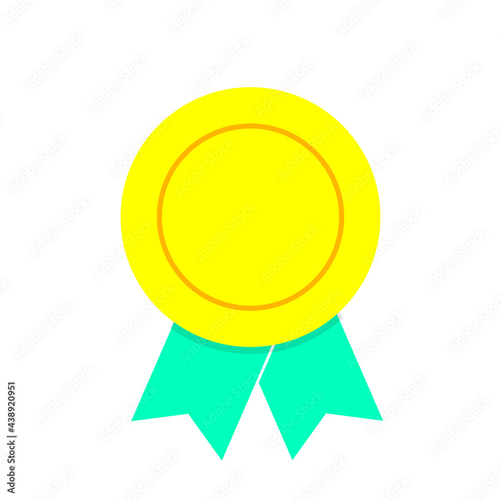Medal with ribbon set isolated on white background