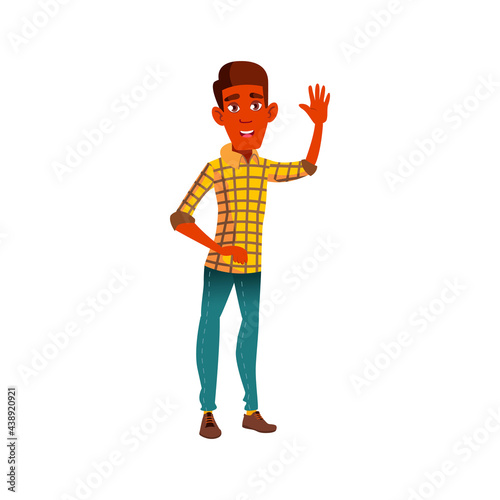 african guy welcoming friend in dance club cartoon vector. african guy welcoming friend in dance club character. isolated flat cartoon illustration © PikePicture