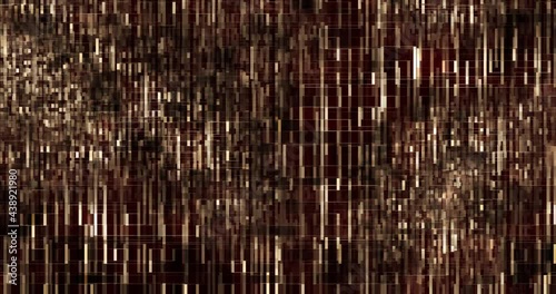 Animated digital block of pixels in cyberspace sepia on black background