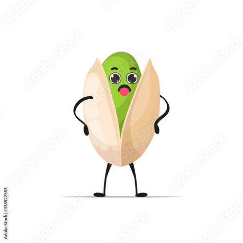 cute pistachio character cartoon mascot nut healthy vegetarian food concept isolated