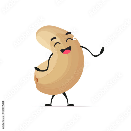 cute cashew character cartoon mascot nut personage healthy vegetarian food concept isolated