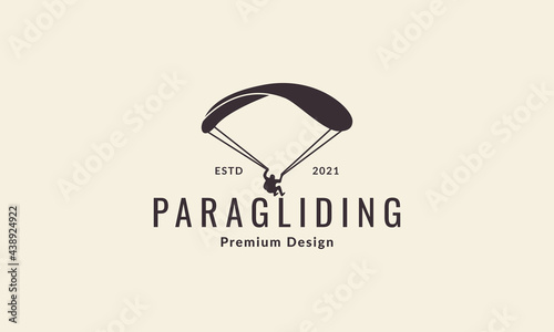 vintage paragliding logo vector icon illustration design