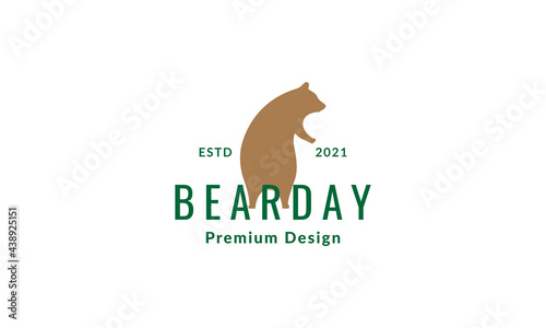 bear grizzly stand vintage logo vector icon illustration design