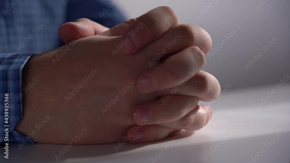 Close-up of two hands folded with fingers. Man Gesturing Hands Explaining Something. Close Up Close-up of two hands folded with fingers. Man Gesturing Hands Explaining Something. Close Up