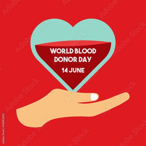 world blood donor day poster with blood bag illustration