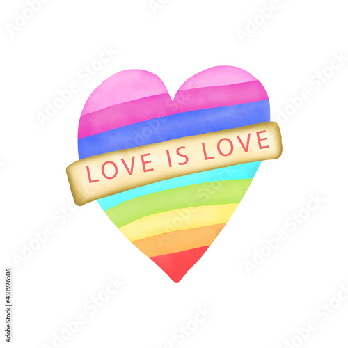 LGBT Pride Month.LGBT flag, rainbow flag in heart shape with word 