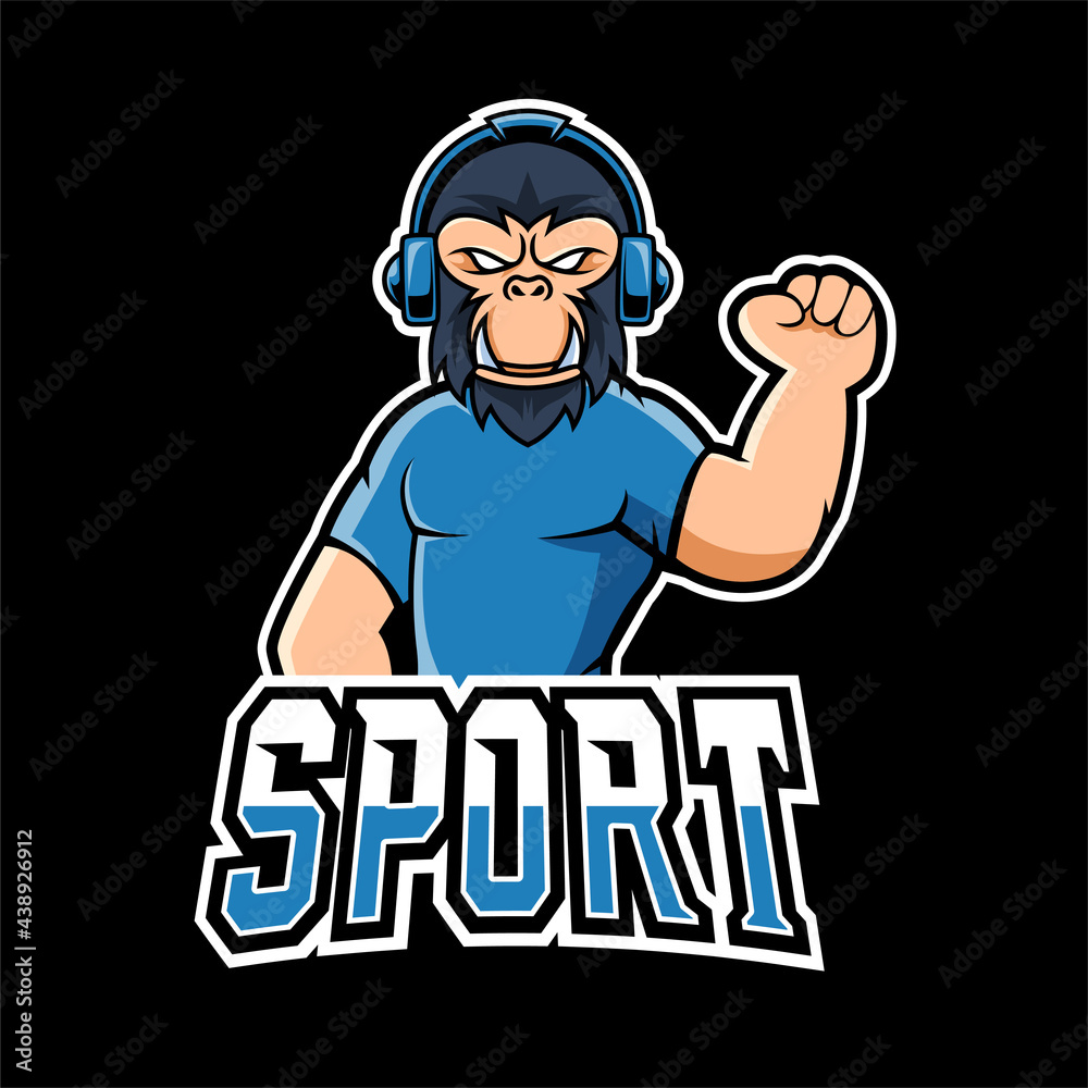 Gorilla sport or esport gaming mascot logo template, for your team Gorilla sport or esport gaming mascot logo template, for your team