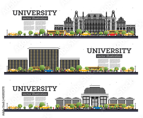 University Campus Set. Study Banners Isolated on White.
