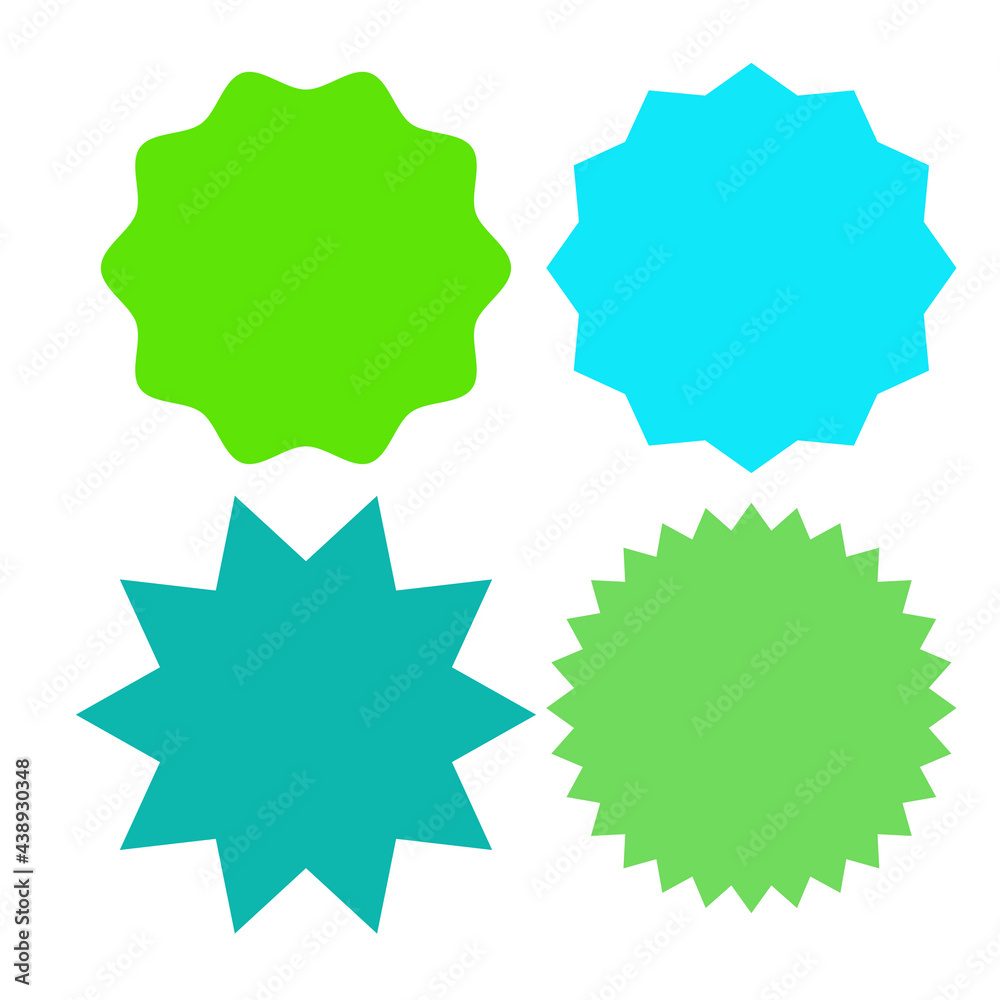 Set of multicolor blank labels various shape isolated on whiteVector illustration
