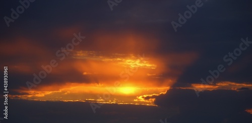 Dramatic sunset with dark clouds