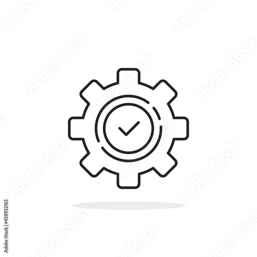 execution logo like thin line gear with checkmark