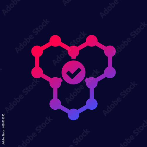 polymer icon with a molecule on dark