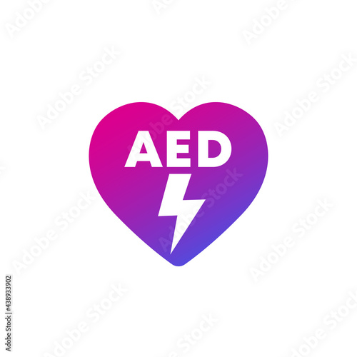 AED icon with a heart, automated external defibrillator