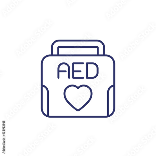 AED line icon, automated external defibrillator