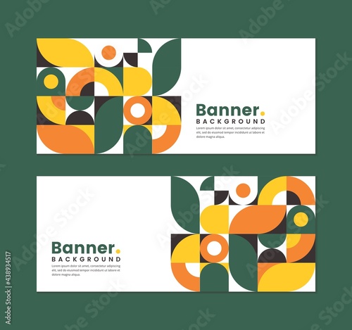 Set of business banner with abstract geometric floral shapes background