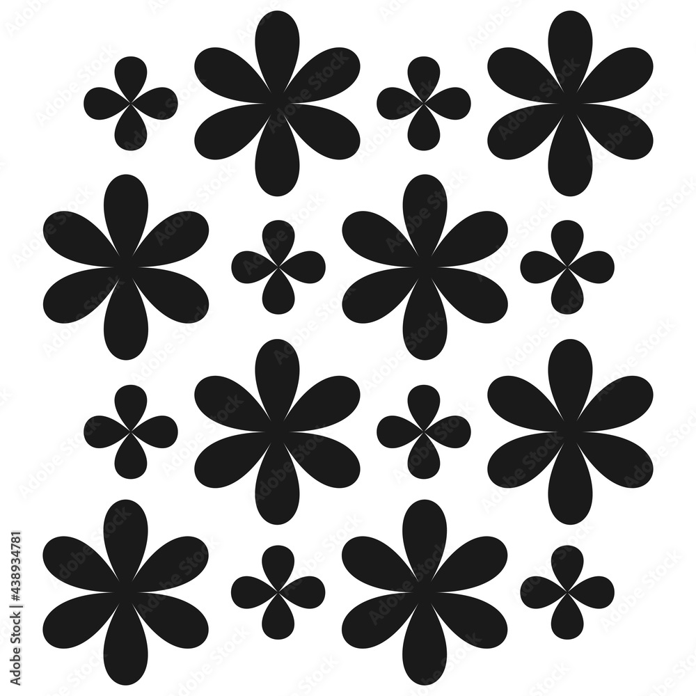 black flower clover four and six leaf. seamless pattern vector graphic black flower clover four and six leaf. seamless pattern vector graphic