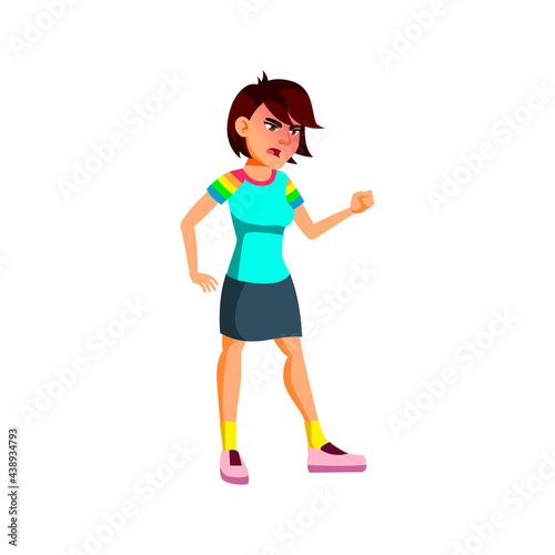 angry asian girl screaming at little sister on playground cartoon vector. angry asian girl screaming at little sister on playground character. isolated flat cartoon illustration