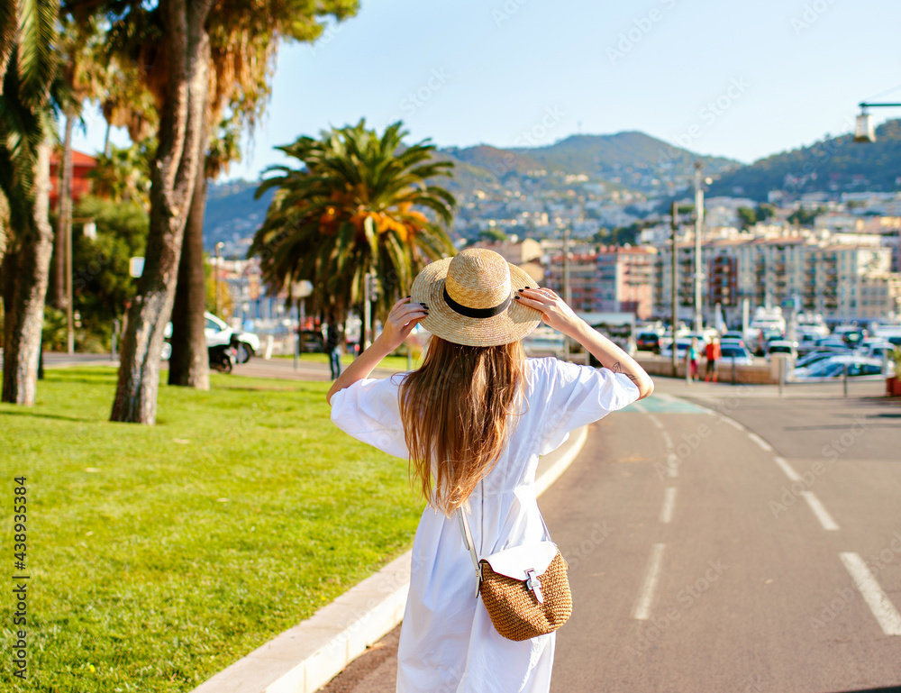 Fototapeta premium Young woman posing nice beautiful France Riviera city