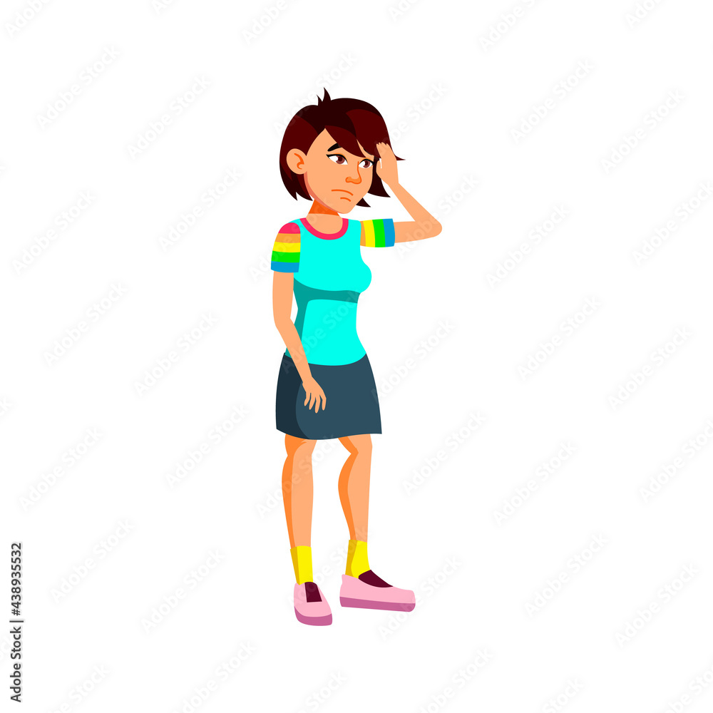 asian girl with head ache on doctor consultation cartoon vector. asian girl with head ache on doctor consultation character. isolated flat cartoon illustration asian girl with head ache on doctor consultation cartoon vector. asian girl with head ache on doctor consultation character. isolated flat cartoon illustration