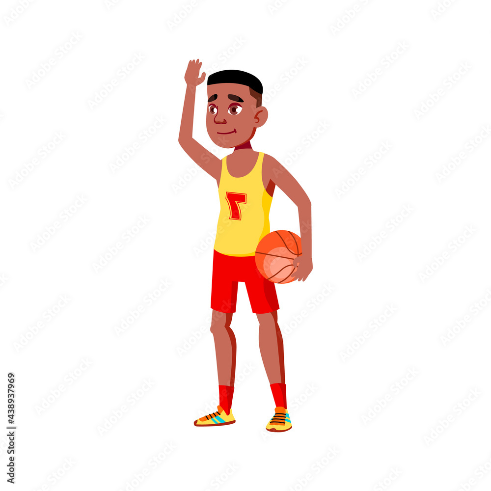 basketball player guy welcoming fans on game cartoon vector. basketball player guy welcoming fans on game character. isolated flat cartoon illustration