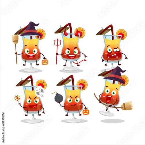 Halloween expression emoticons with cartoon character of tequila sunrise
