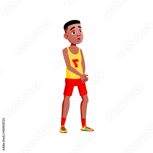 basketball player boy shock from game score cartoon vector. basketball player boy shock from game score character. isolated flat cartoon illustration