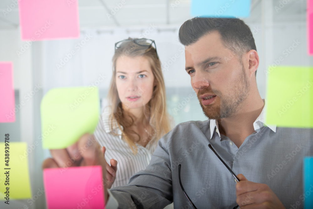 business people meeting at office and use post it notes