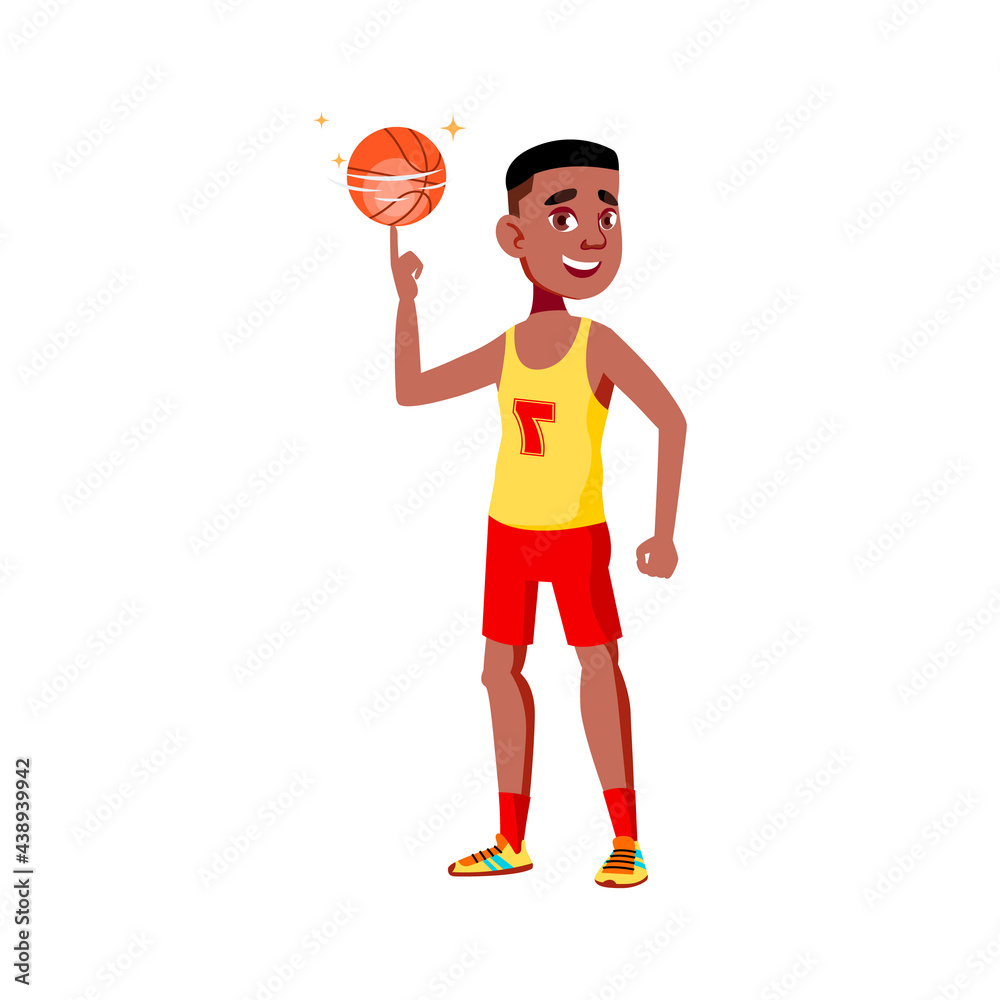 basketball player guy spinning ball on finger cartoon vector. basketball player guy spinning ball on finger character. isolated flat cartoon illustration