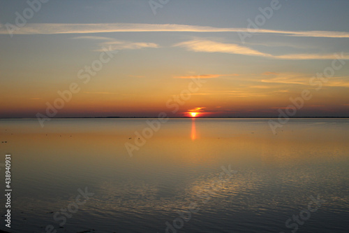 Wadden Sea  Sunset over Langeoog Island with rising tide