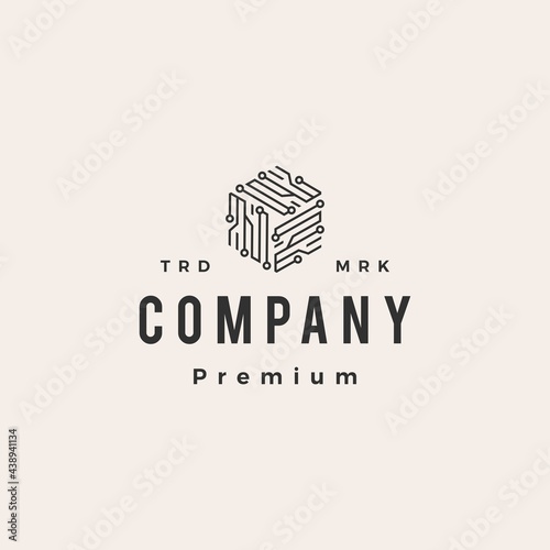 cube tech technology box hipster vintage logo vector icon illustration