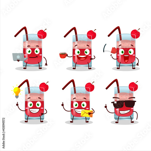 Singapore sling cartoon character with various types of business emoticons