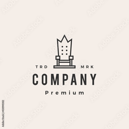 throne king chair hipster vintage logo vector icon illustration